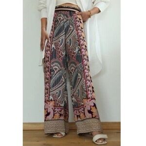 Maeve by Anthropologie High Waisted Multicolor Wide Leg Pull On Pants, Sz. Small